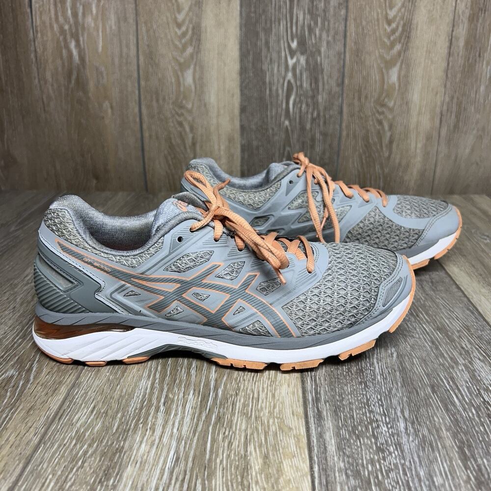 Asics Womens Size 9.5 GT-3000 5 Gel T755N Mid Grey Stone Grey Cantaloupe Shoes